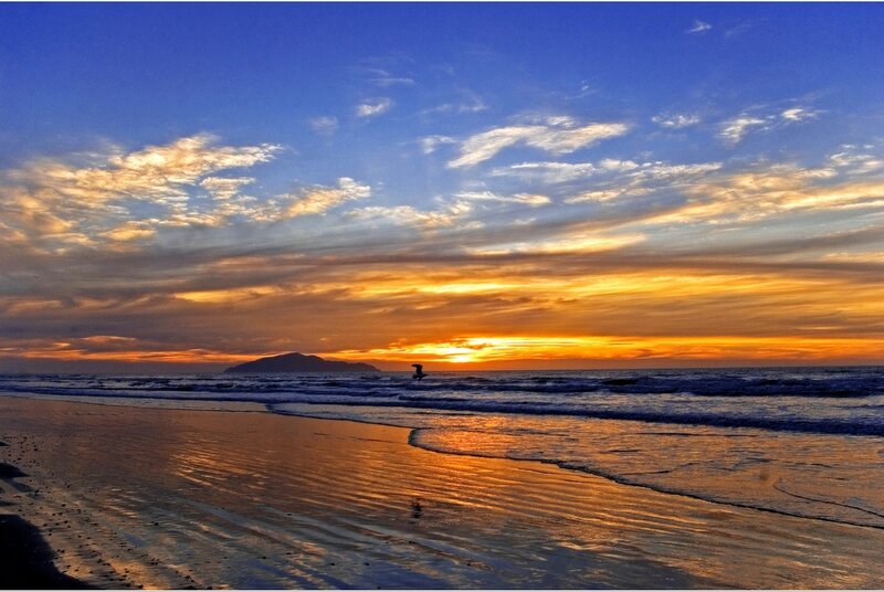 Surfer at Sunset — Blue