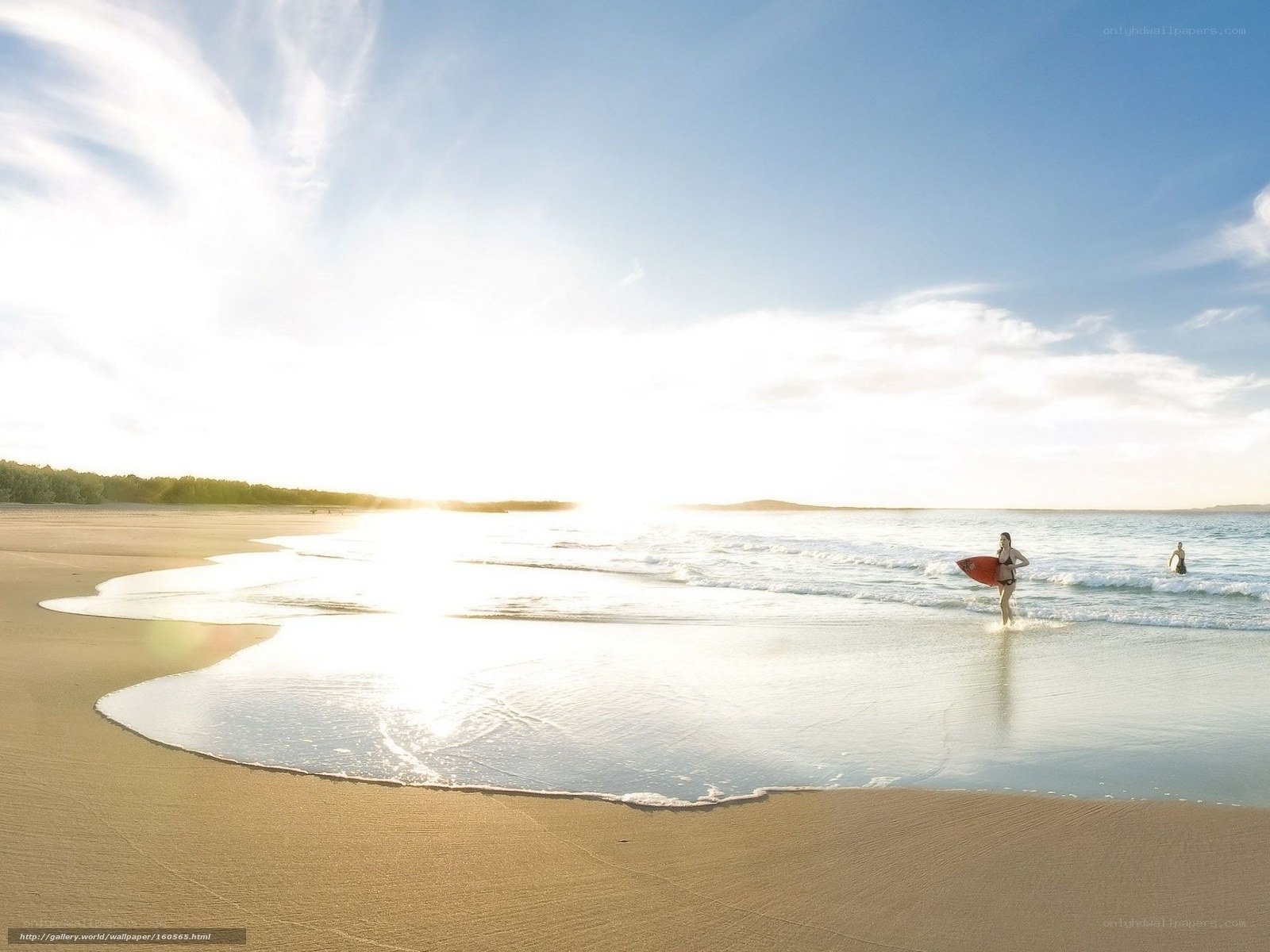 Surfer at sunset on the beach
