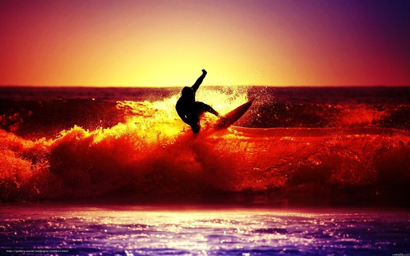 Surfer at sunset