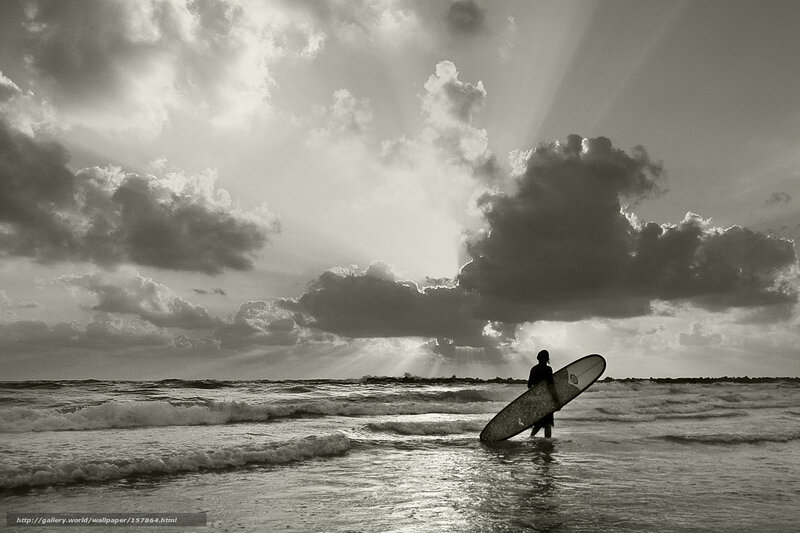 Surfer at the shoreline