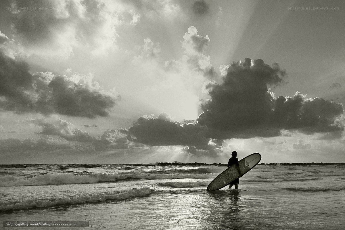 Surfer at the shoreline