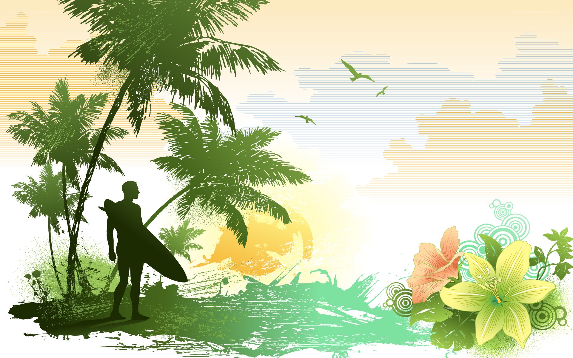 surfer at tropical beach