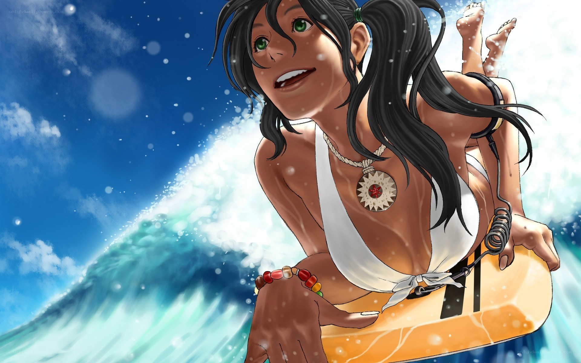 surfer girl on a wave