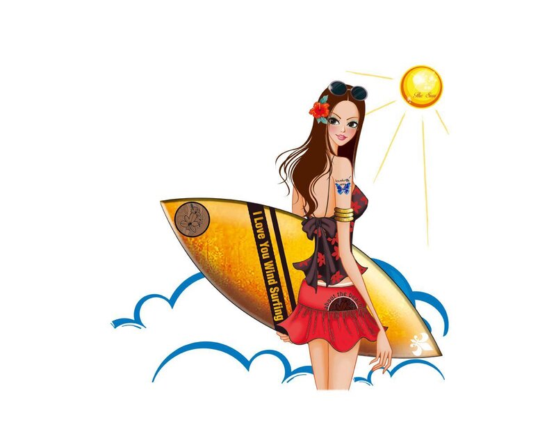 Surfer girl with surfboard