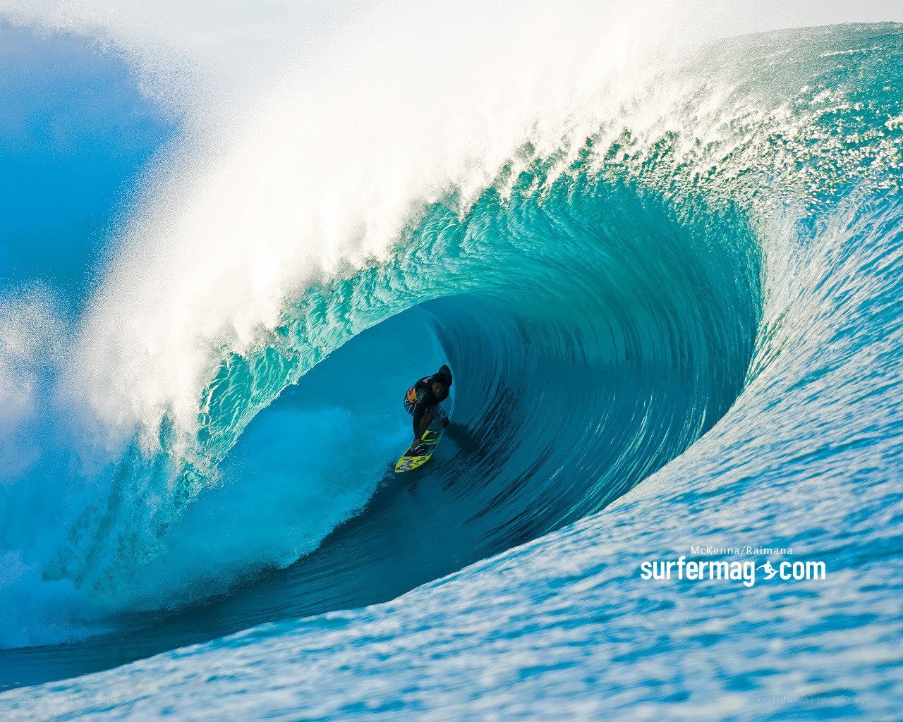 Surfer in a large wave