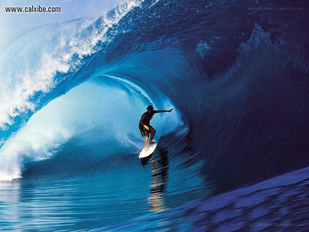 Surfer in a large wave