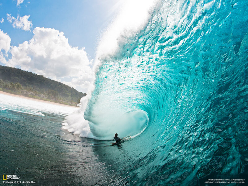 Surfer in a large wave