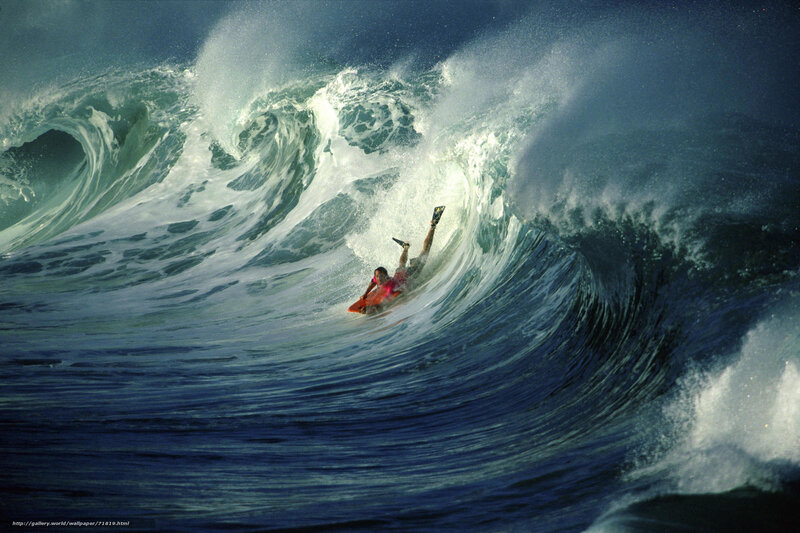Surfer in a large wave