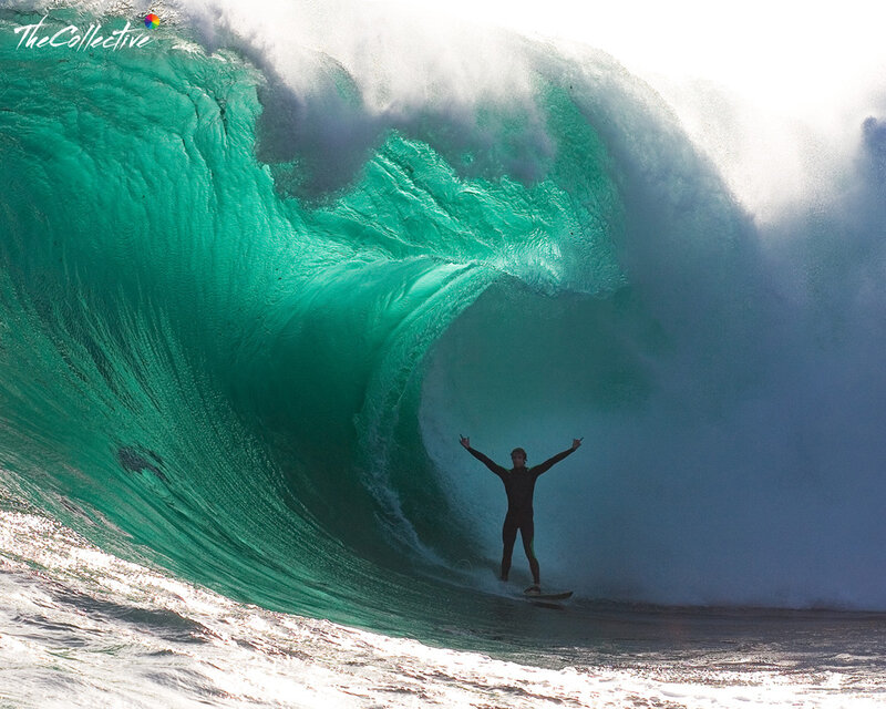 Surfer in a massive wave