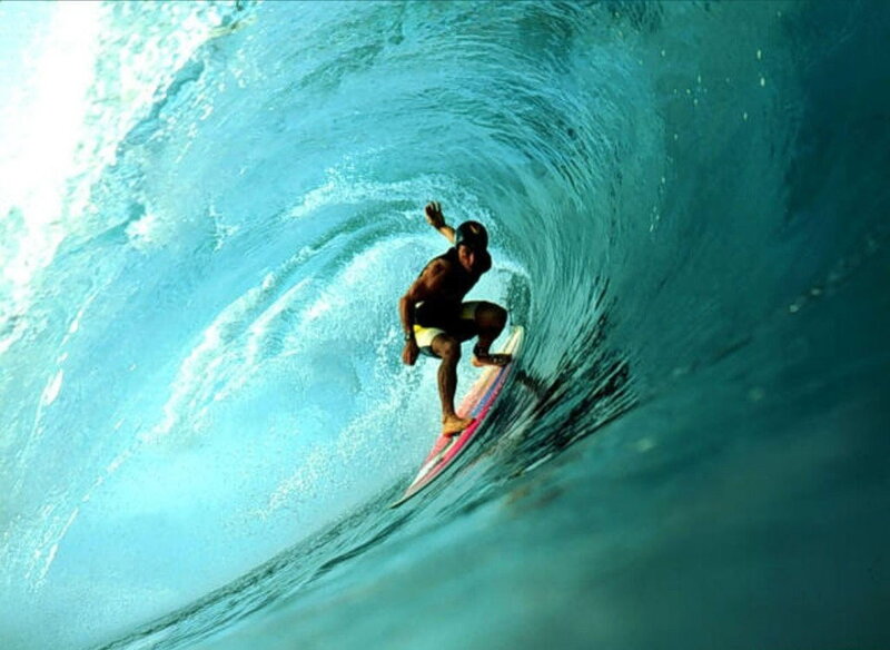 Surfer in a wave tunnel