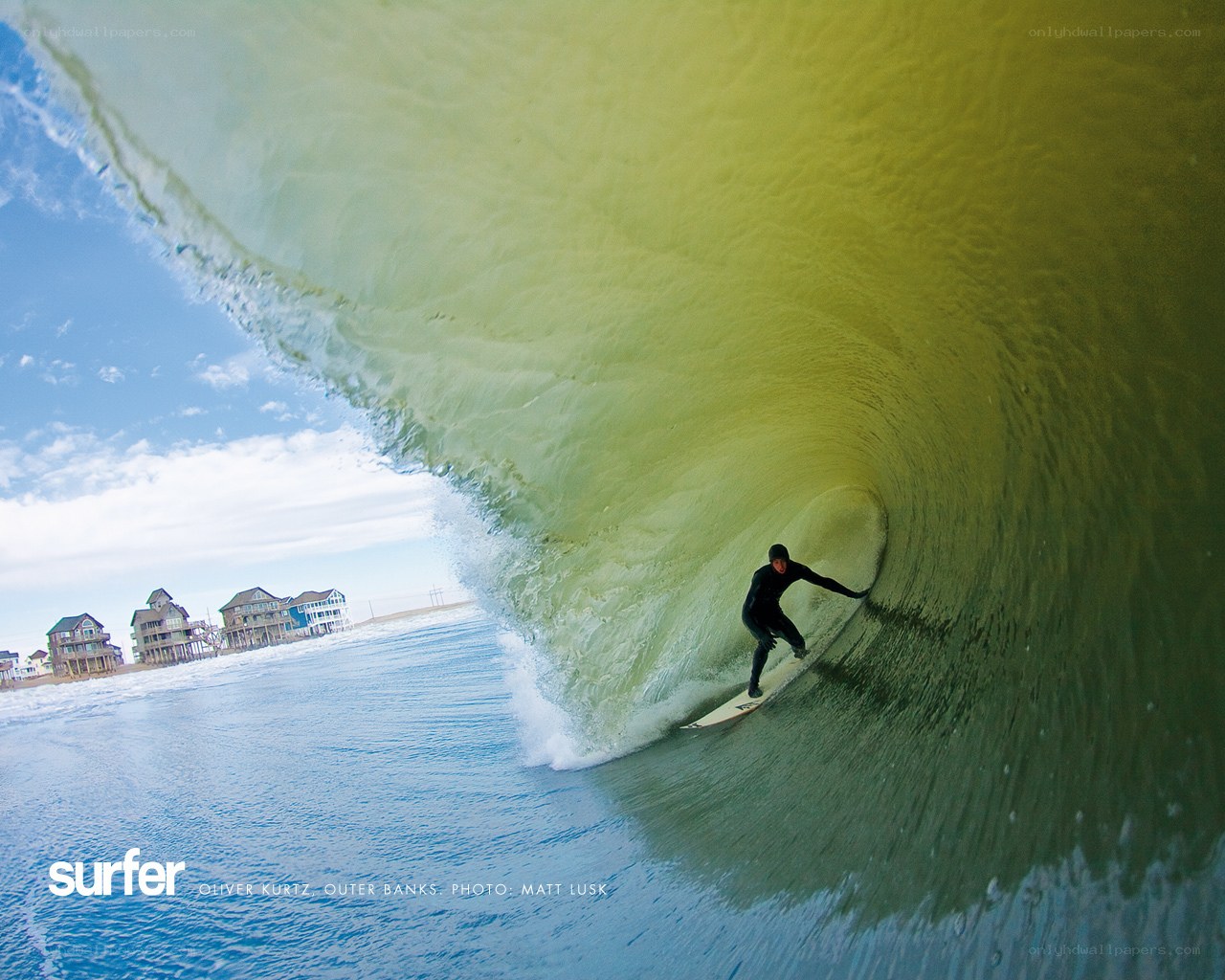 Surfer in a wave tunnel