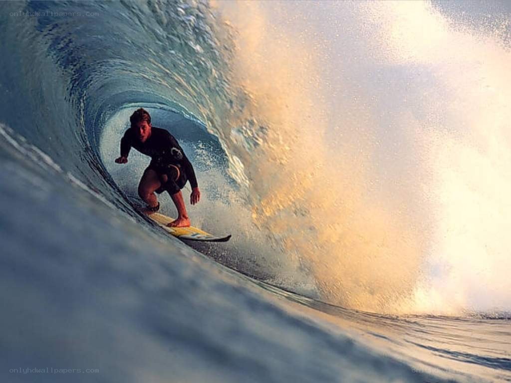 Surfer in a wave tunnel
