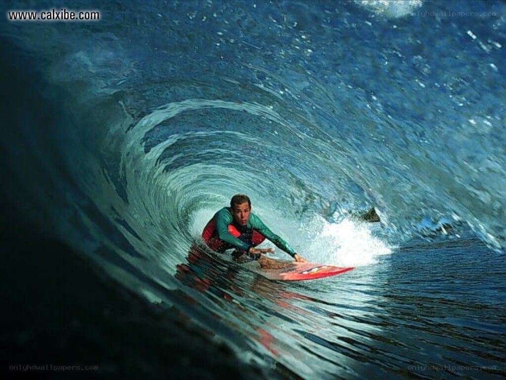 Surfer in a wave tunnel