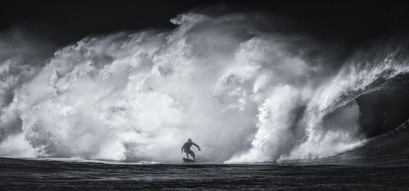 Surfer in Large Wave — Black