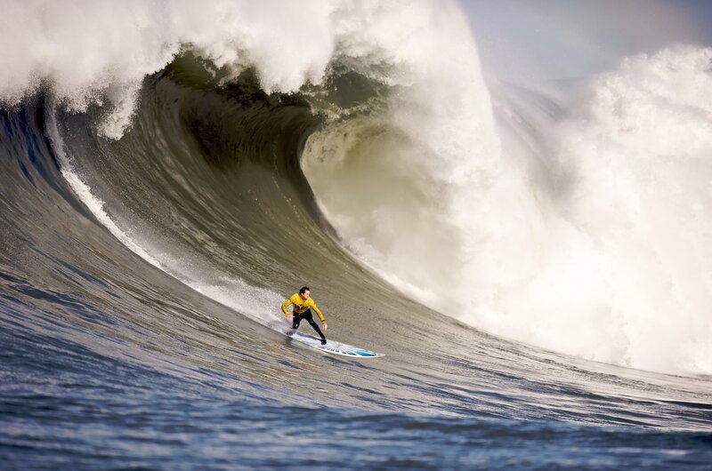 Surfer in Large Wave — Blue, Dramatic, Afternoon, Photograph