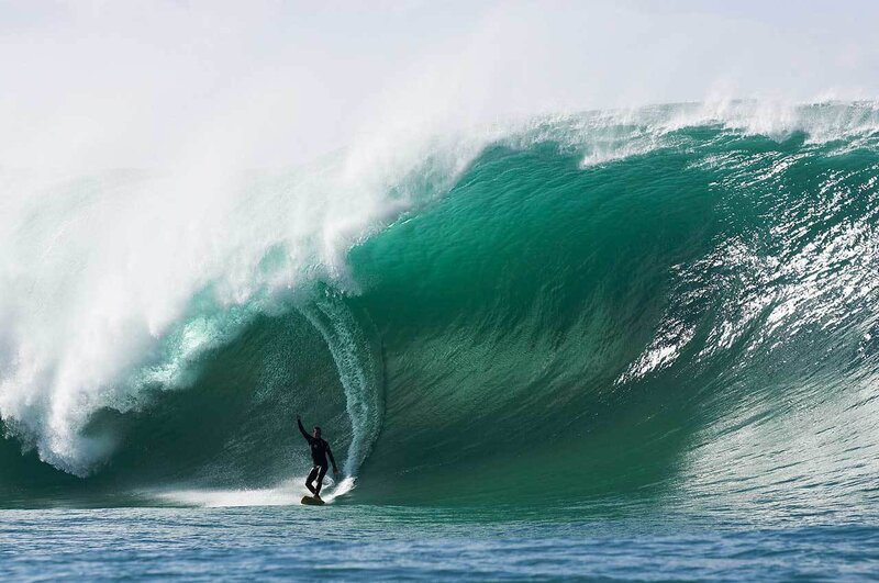Surfer in Large Wave — Green, Dramatic, Afternoon