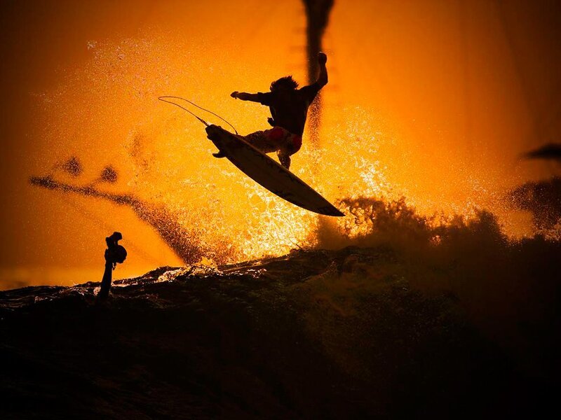 Surfer in Mid-air — Orange