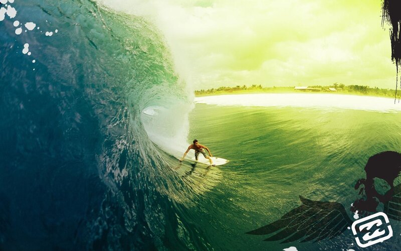 Surfer in Ocean Wave — Blue, Dramatic