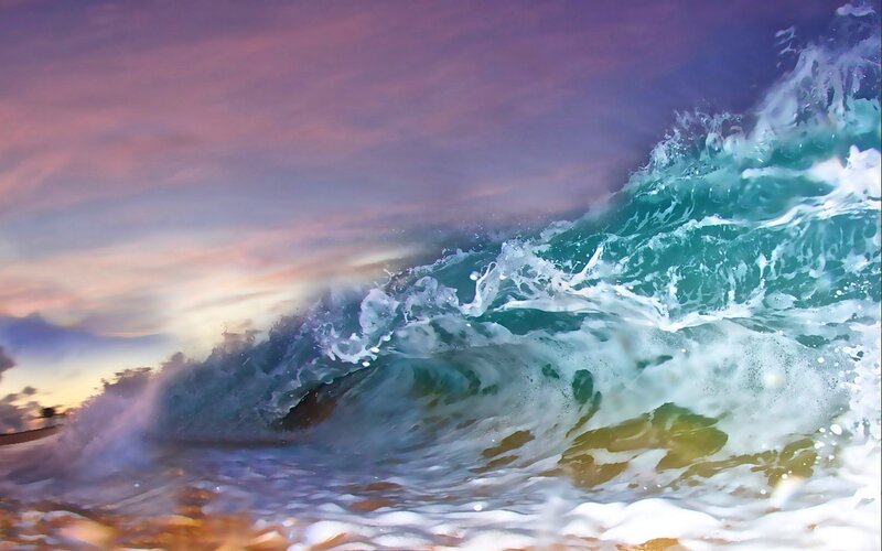 Surfer in Ocean Wave — Purple