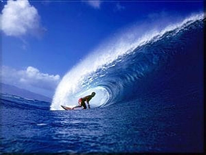 Surfer in Wave Tunnel — Blue, Dramatic