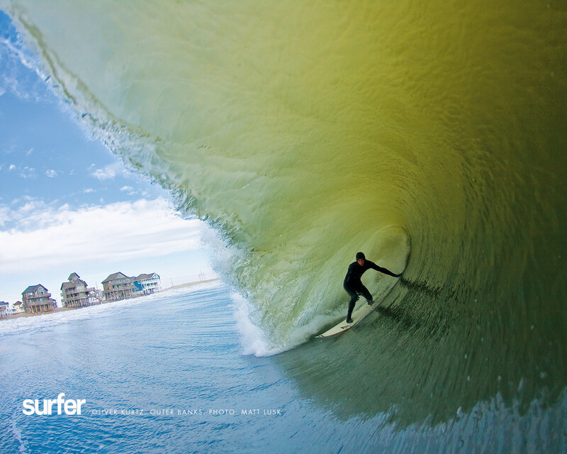Surfer in Wave Tunnel — Blue, Dynamic, Afternoon, Photograph, Beach Houses, Surfboard