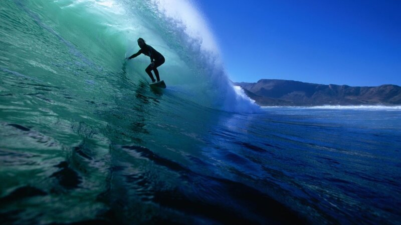 Surfer in Wave Tunnel — Blue, Sky