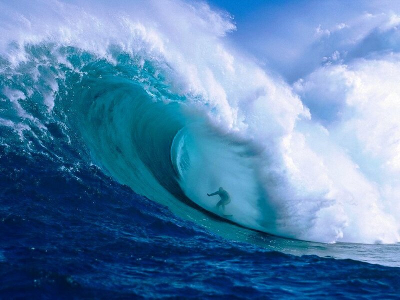 Surfer in Wave Tunnel — Blue