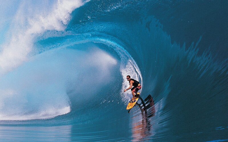 Surfer in Wave Tunnel — Blue, Yellow