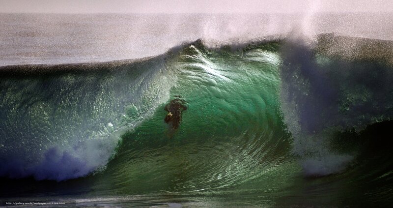 Surfer in Wave Tunnel — Green, Dramatic, Afternoon, Photograph, Ocean