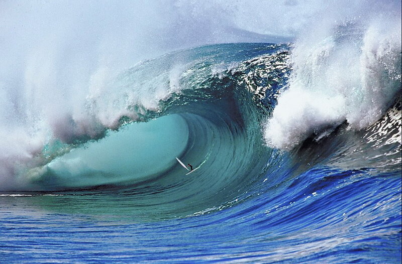 Surfer in Wave Tunnel — Photograph, Ocean