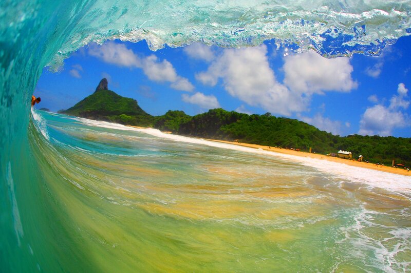 Surfer inside a wave tunnel