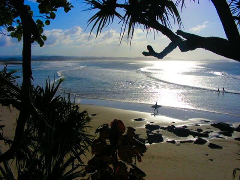 Surfer on Beach — Blue, Serene