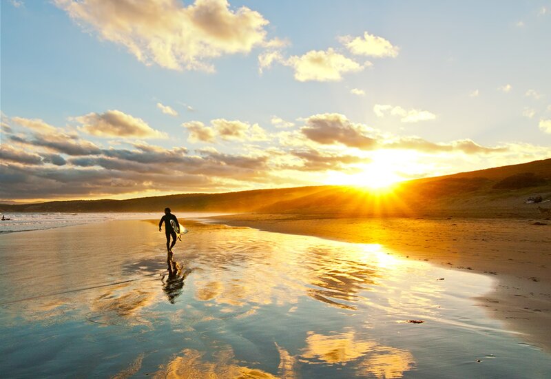 Surfer on Beach — Gold
