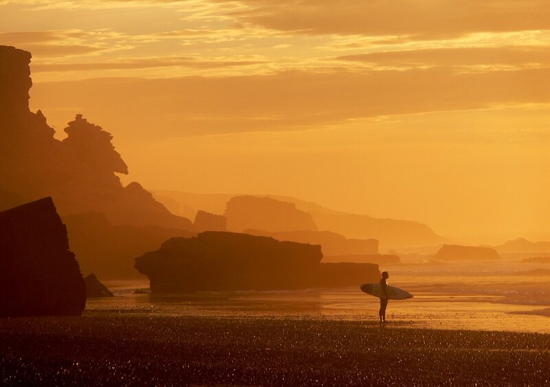 Surfer on Beach — Orange, Serene