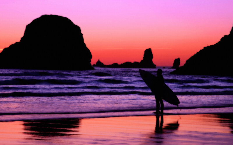 Surfer on Beach — Purple