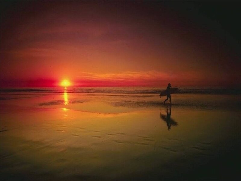 Surfer on Beach — Red