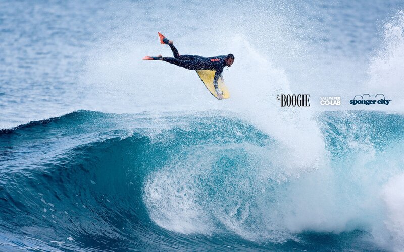 surfer on boogie board
