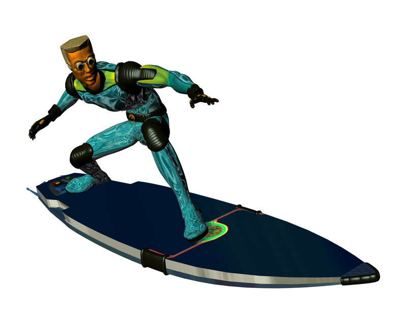 surfer on futuristic board