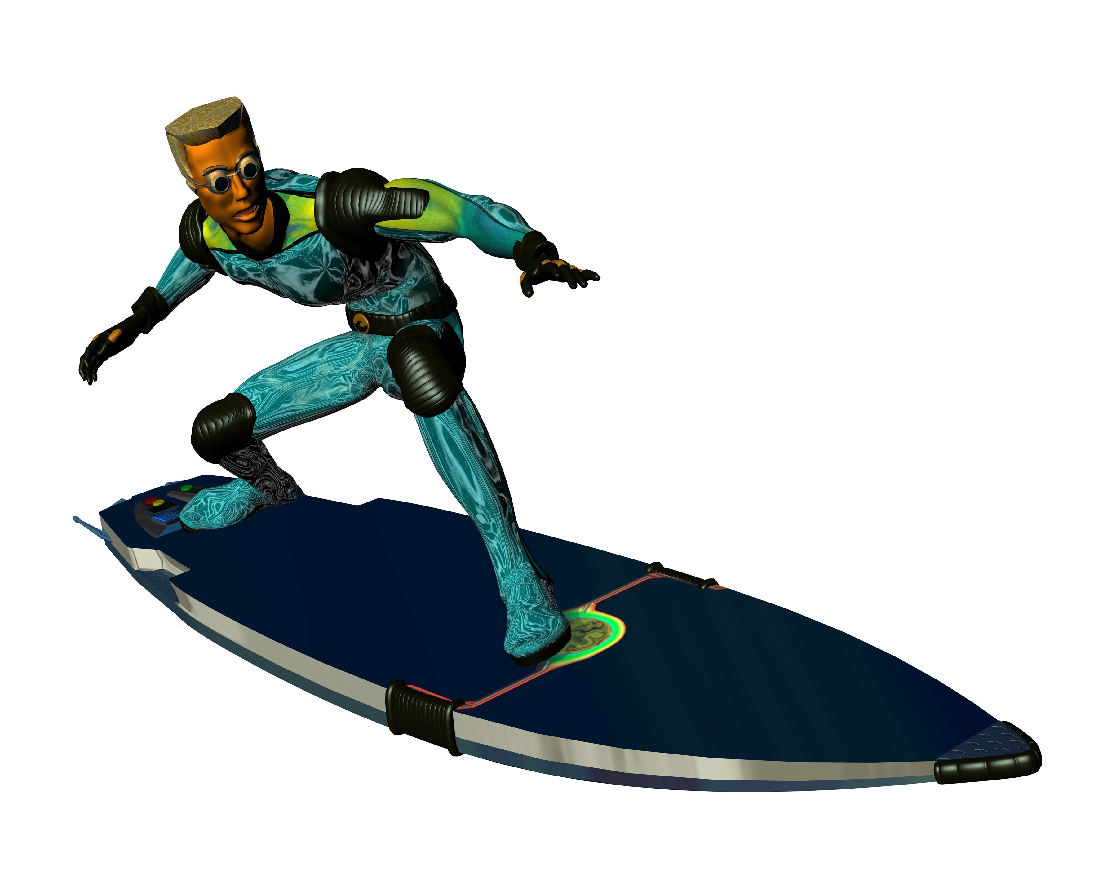 surfer on futuristic board