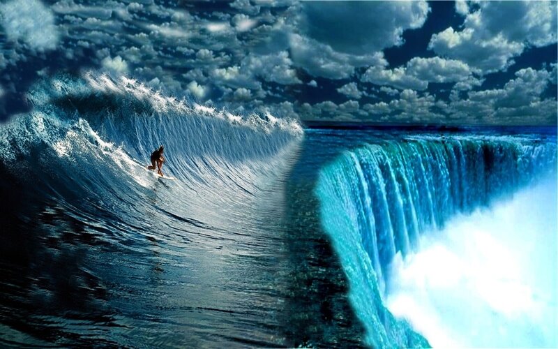Surfer on Giant Wave