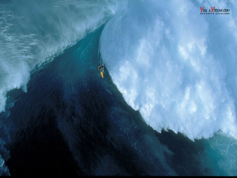 Surfer on Large Wave — Blue, Surfboard