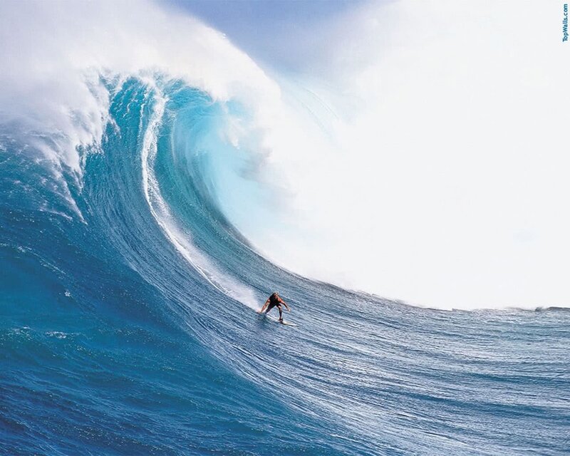 Surfer on Large Wave — Sky