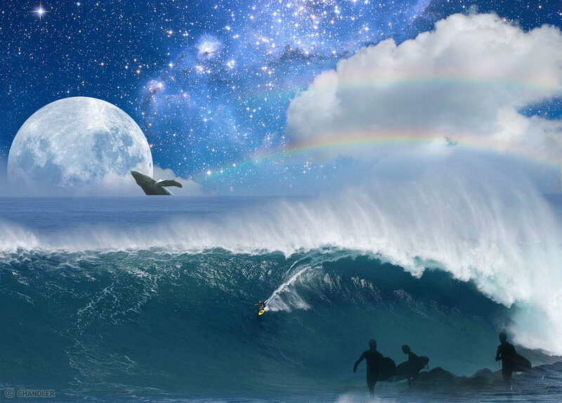 Surfer on Large Wave