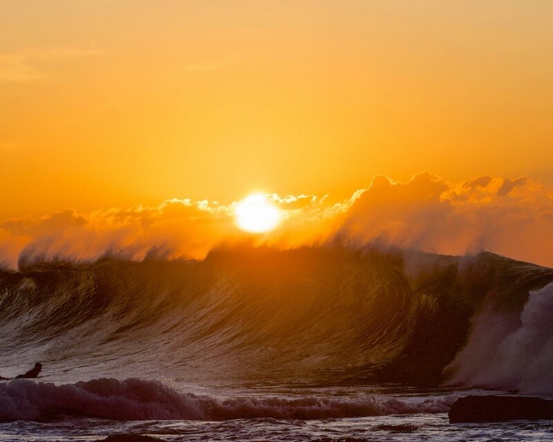 Surfer on Ocean Wave — Orange