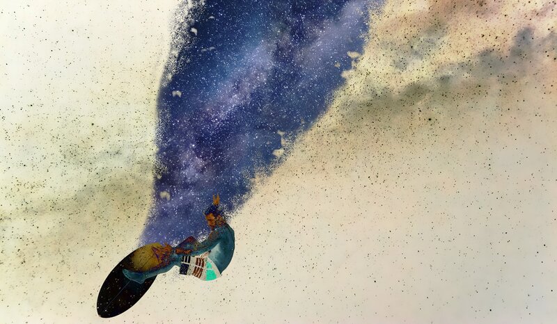 Surfer on Surfboard — Blue, Dynamic