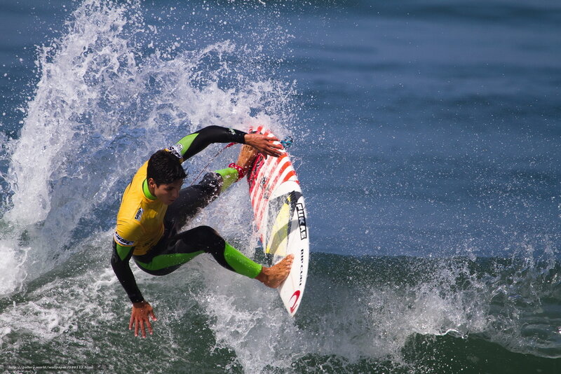 Surfer on Wave — Blue, Dynamic, Afternoon, Photograph, Surfboard, Ocean