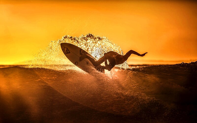 Surfer on Wave — Orange, Dramatic