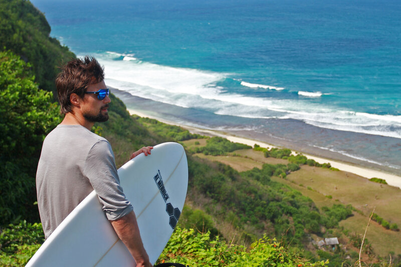Surfer overlooking ocean view