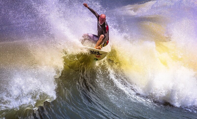 Surfer riding a wave