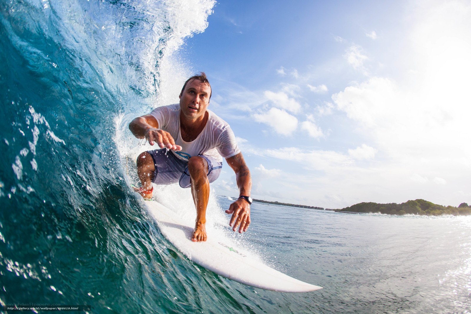 Surfer riding a wave